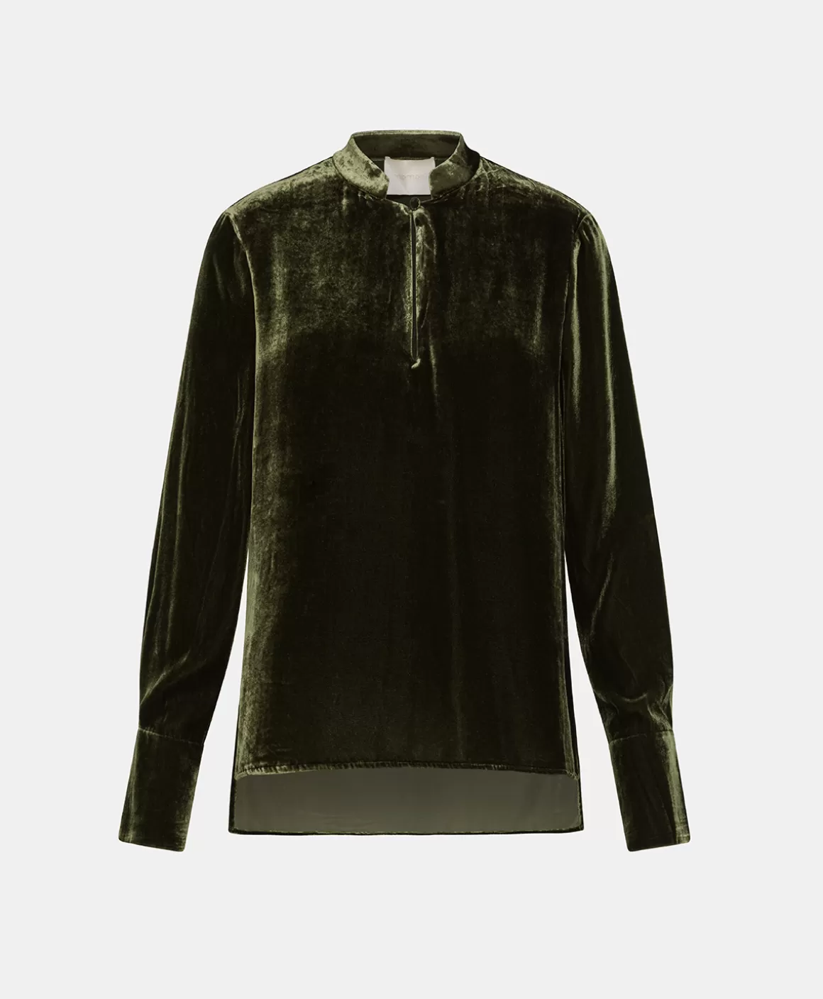 BLOUSE AISU EN VELOURS MÉLANGE DE SOIE LISSE - VERT MATCHA*Momoni Outlet