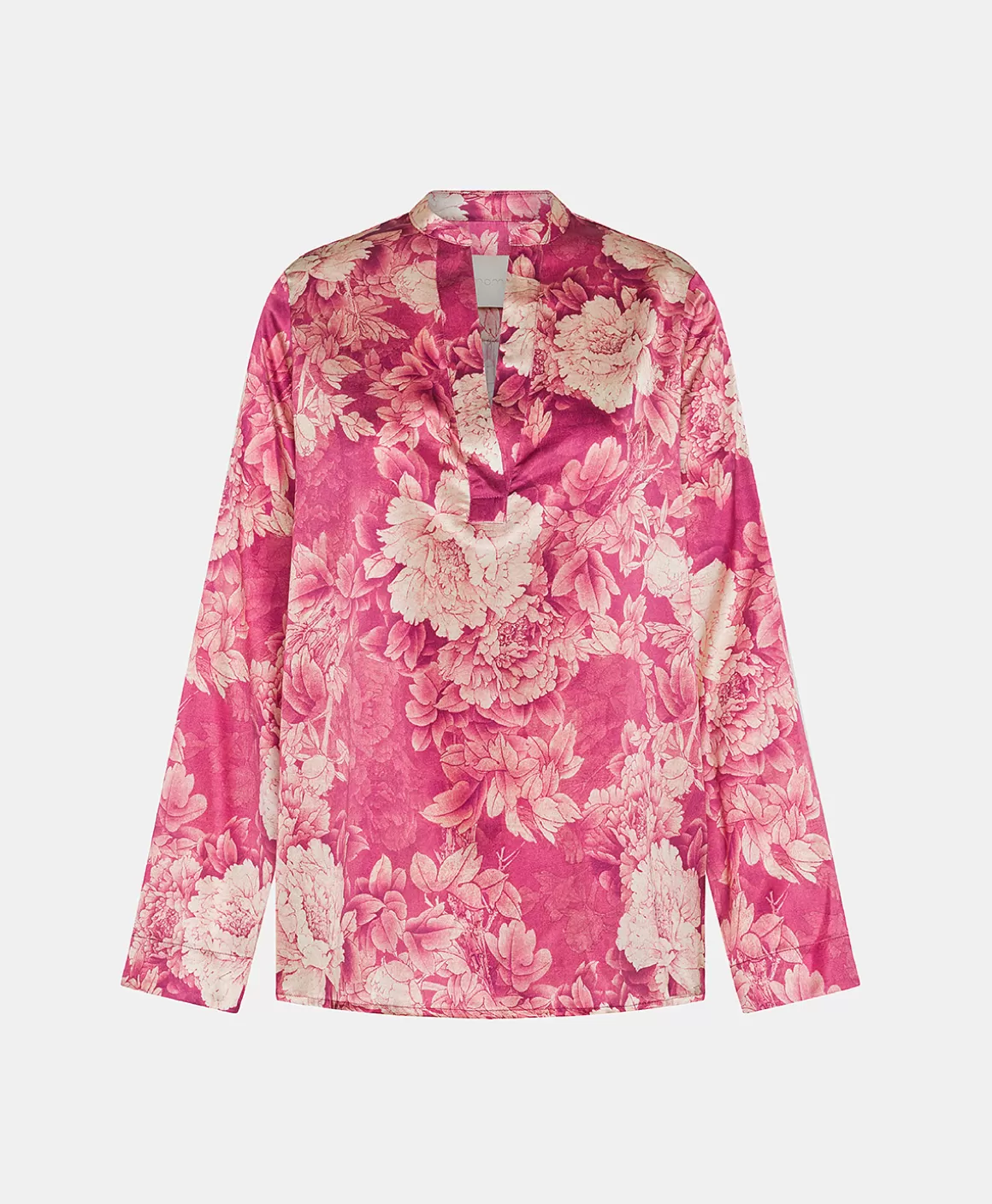 BLOUSE ATLANTA EN SATIN STRETCH IMPRIMÉ - FUCHSIA/CRÈME*Momoni Sale