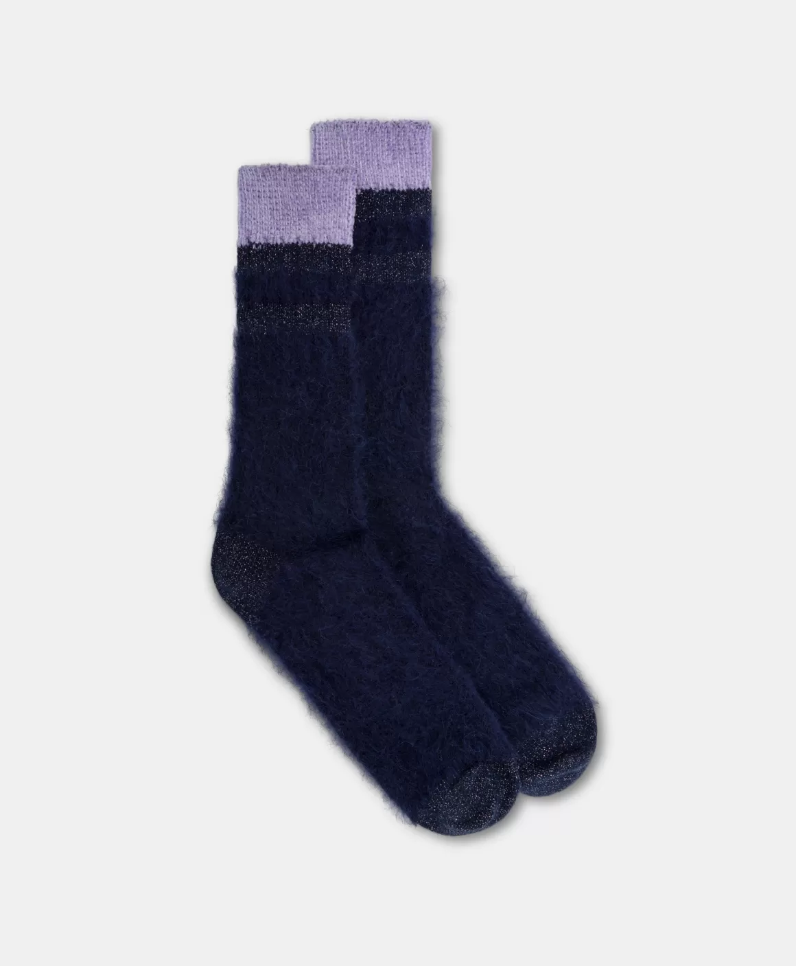 CHAUSSETTES JOSHI EN CHAUSSETTE EN ALPAGA ET CHENILLE - BLEU NUIT/LILAS*Momoni Cheap