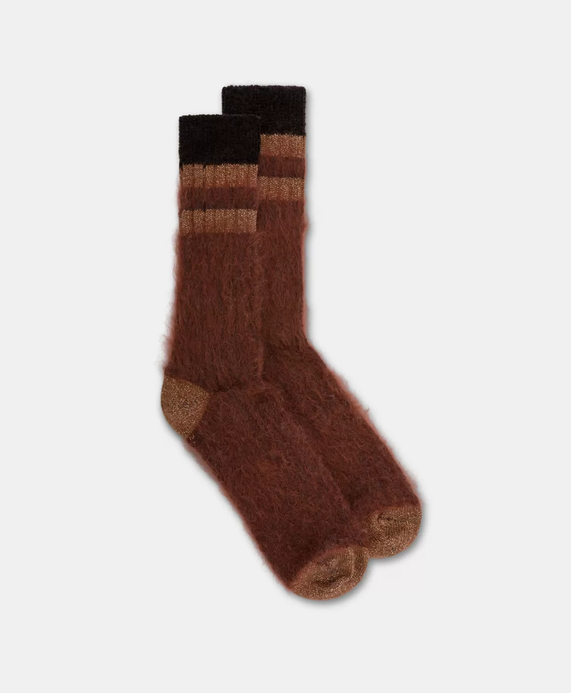 CHAUSSETTES JOSHI EN CHAUSSETTE EN ALPAGA ET CHENILLE - BRUN BRÛLÉ*Momoni Online