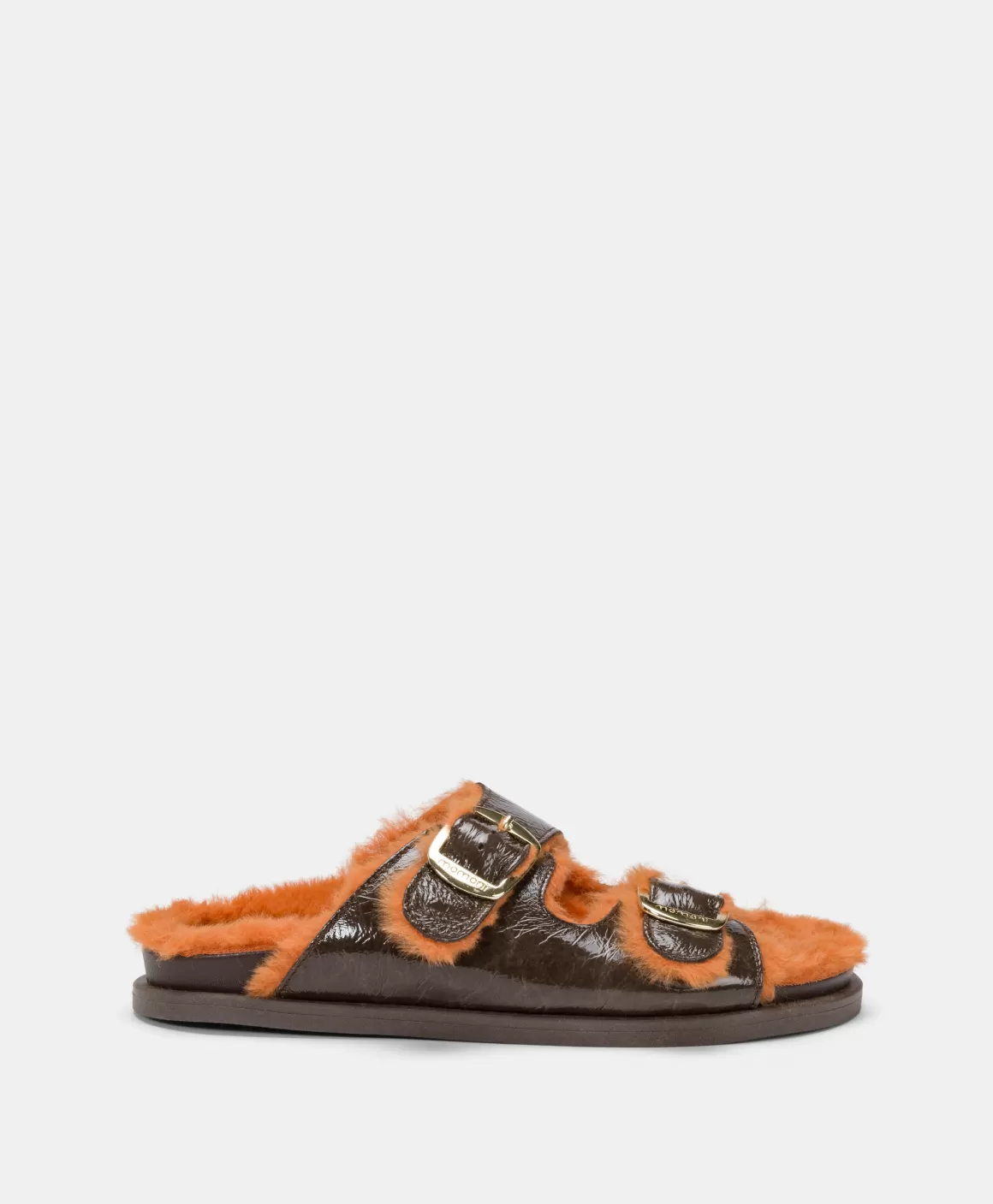 CHAUSSURES HAGI EN CUIR NAPLAK - BRUN FONCÉ/ORANGE*Momoni Best