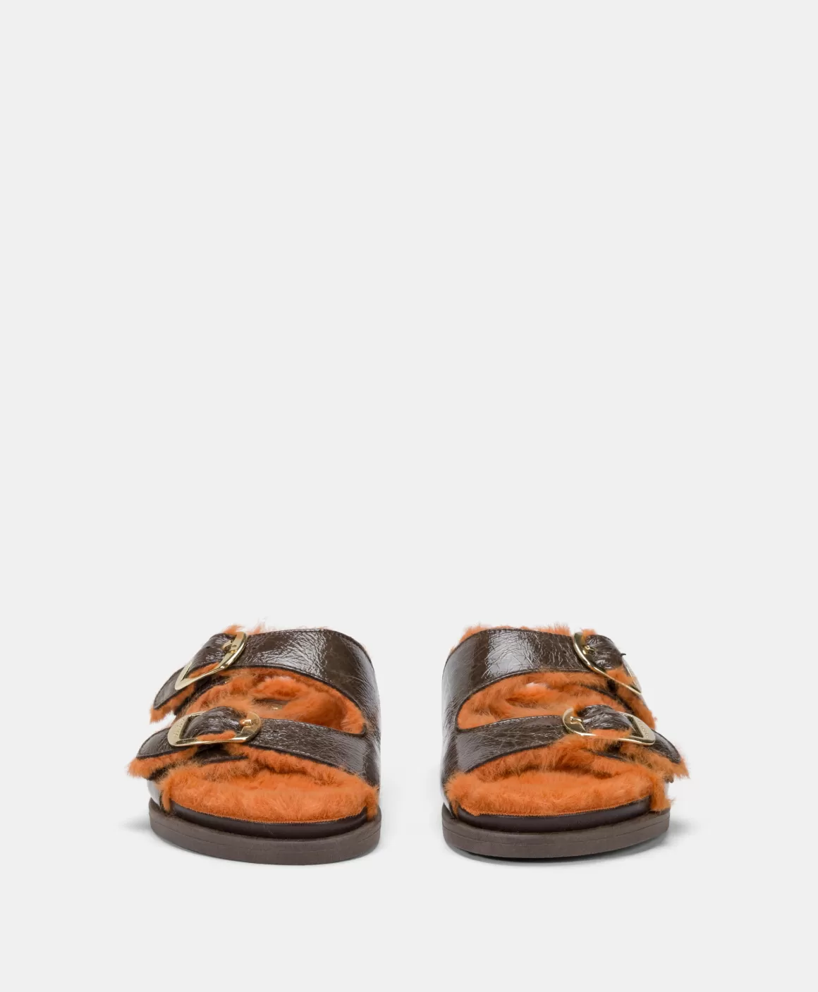 CHAUSSURES HAGI EN CUIR NAPLAK - BRUN FONCÉ/ORANGE*Momoni Best