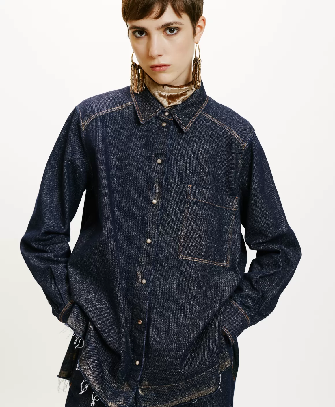 CHEMISE AURA EN DENIM LAMINÉ - *Momoni Shop