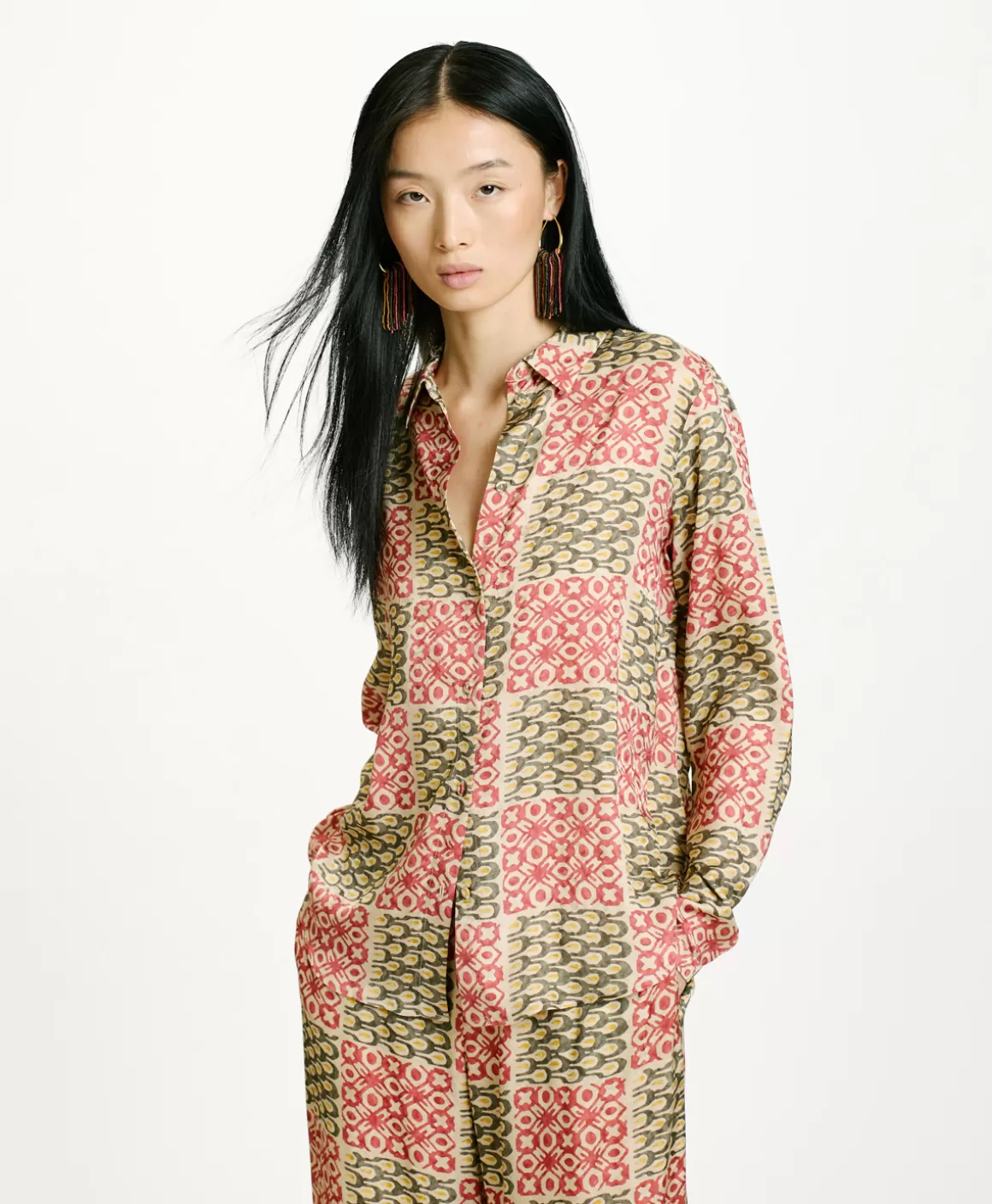 CHEMISIER MEUDON EN VISCOSE JACQUARD IMPRIMÉE - *Momoni Fashion