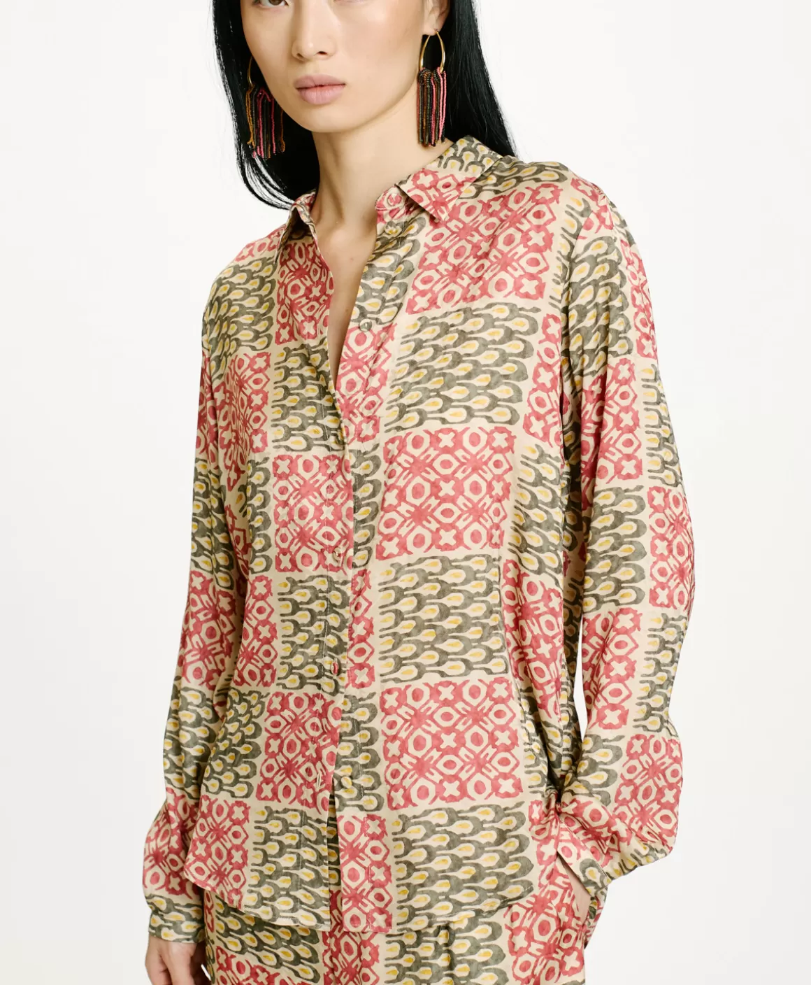 CHEMISIER MEUDON EN VISCOSE JACQUARD IMPRIMÉE - *Momoni Fashion