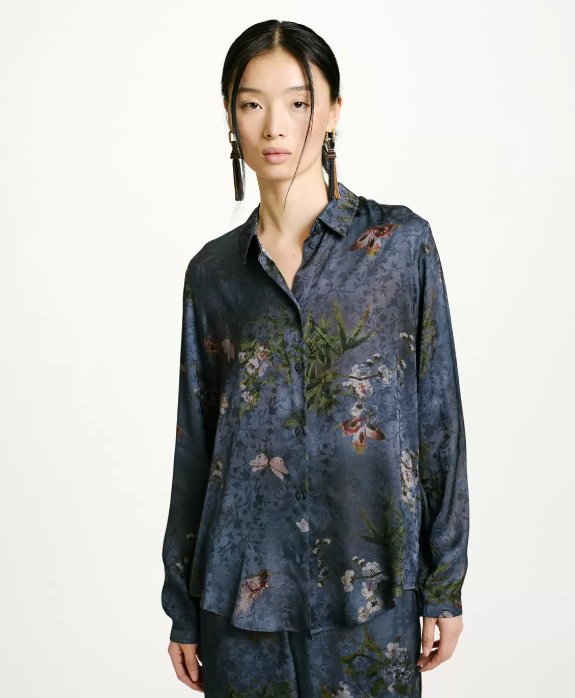 CHEMISIER MEUDON EN VISCOSE JACQUARD IMPRIMÉE - MULTICOLORE GRIS POUSSIÉREUX*Momoni Outlet