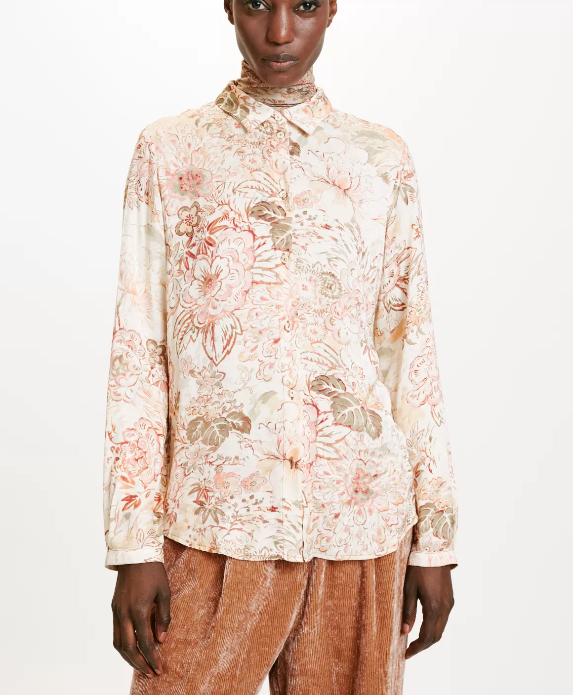 CHEMISIER MEUDON EN VISCOSE JACQUARD IMPRIMÉE - MULTICOLORE ROSE*Momoni Sale