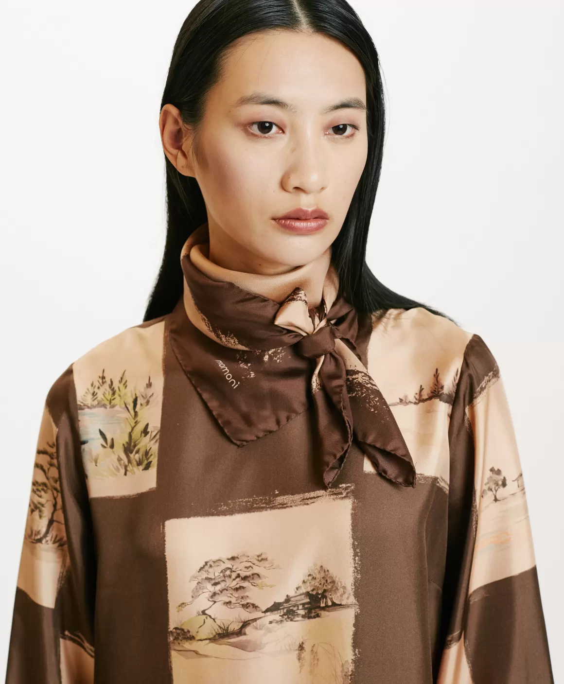 FOULARD NIPPONIA EN SOIE - MULTICOLORE CACAO*Momoni New