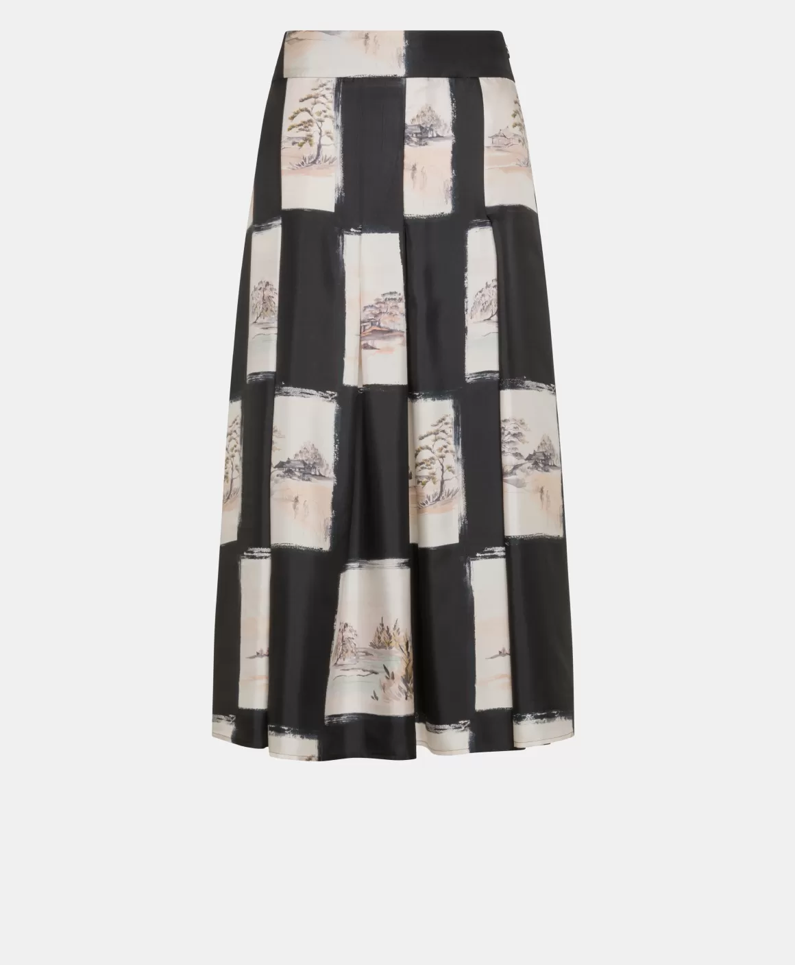 JUPE HARUKA EN SERGÉ DE SOIE IMPRIMÉ - MULTICOLORE NOIR*Momoni Cheap