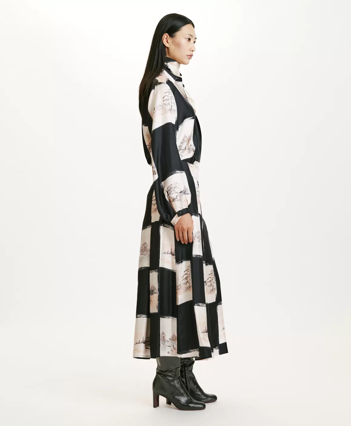 JUPE HARUKA EN SERGÉ DE SOIE IMPRIMÉ - MULTICOLORE NOIR*Momoni Cheap