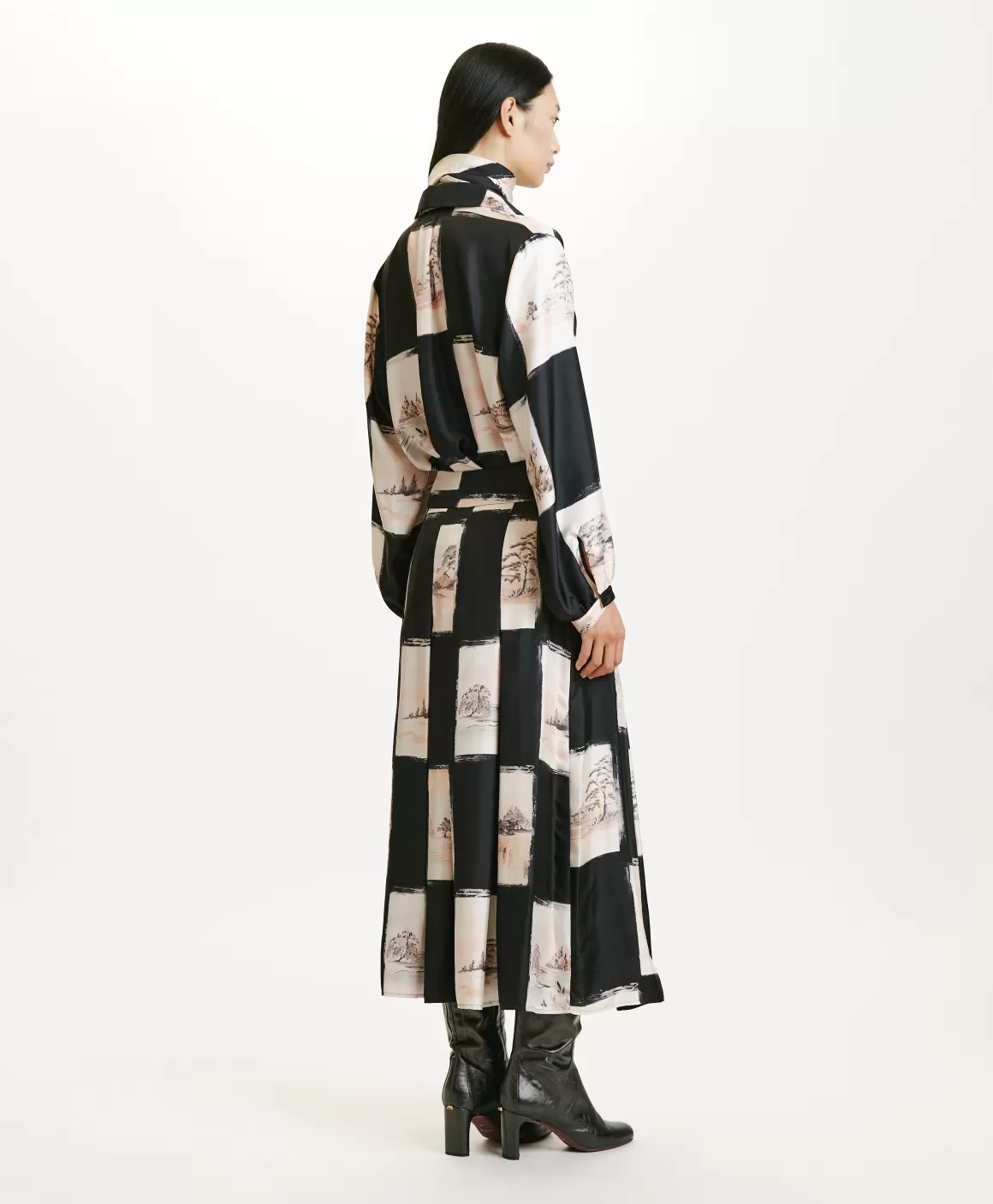 JUPE HARUKA EN SERGÉ DE SOIE IMPRIMÉ - MULTICOLORE NOIR*Momoni Cheap