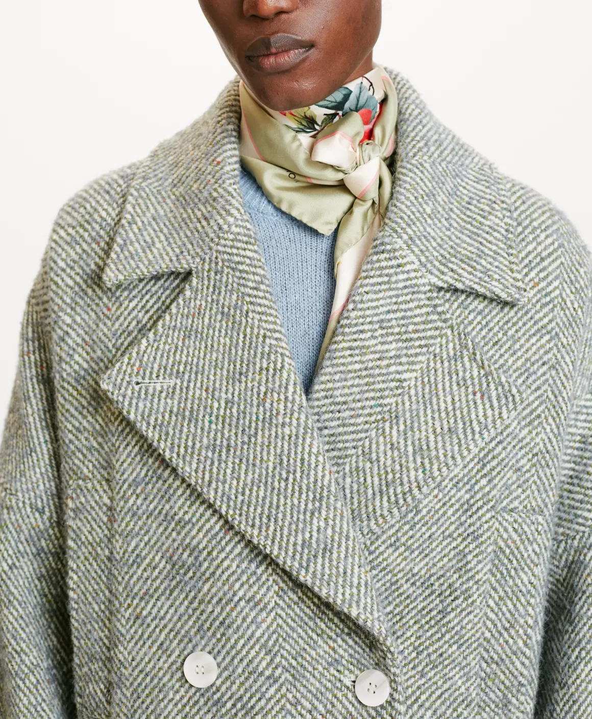 MANTEAU ICHIKA BIS EN CHEVRON BICOLORE - CÉRULÉEN MULTICOLORE*Momoni Hot