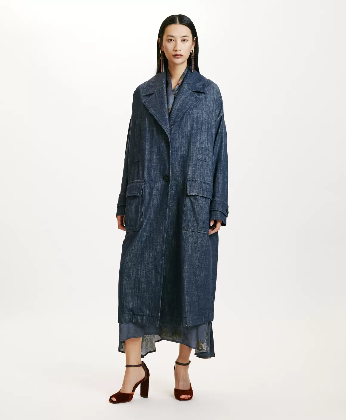 MANTEAU JUNKO EN DENIM COULEUR FERME - BLEU JEAN*Momoni Store