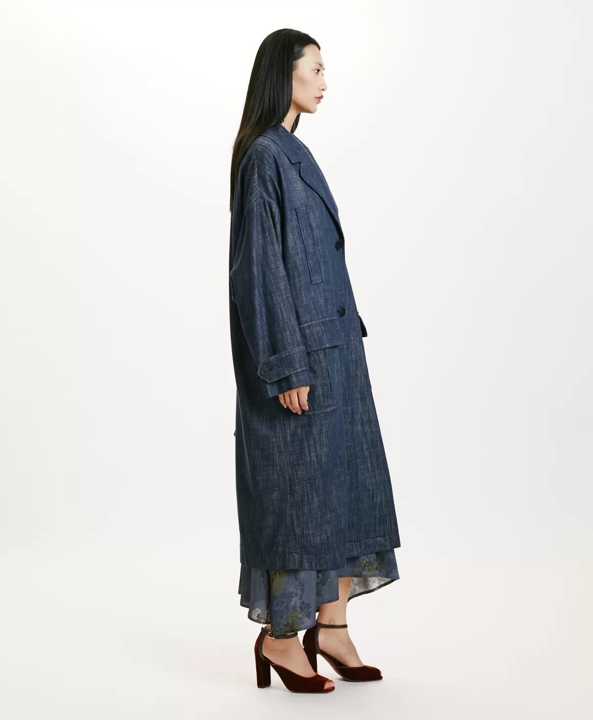MANTEAU JUNKO EN DENIM COULEUR FERME - BLEU JEAN*Momoni Store