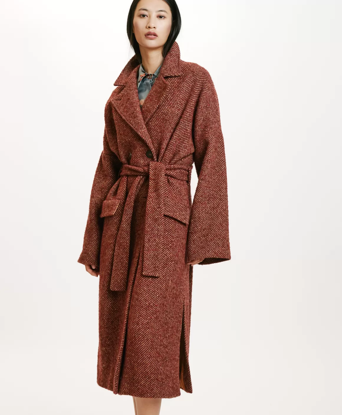 MANTEAU SAYURI EN CHEVRON BICOLORE - BORDEAUX MULTICOLORE*Momoni Outlet