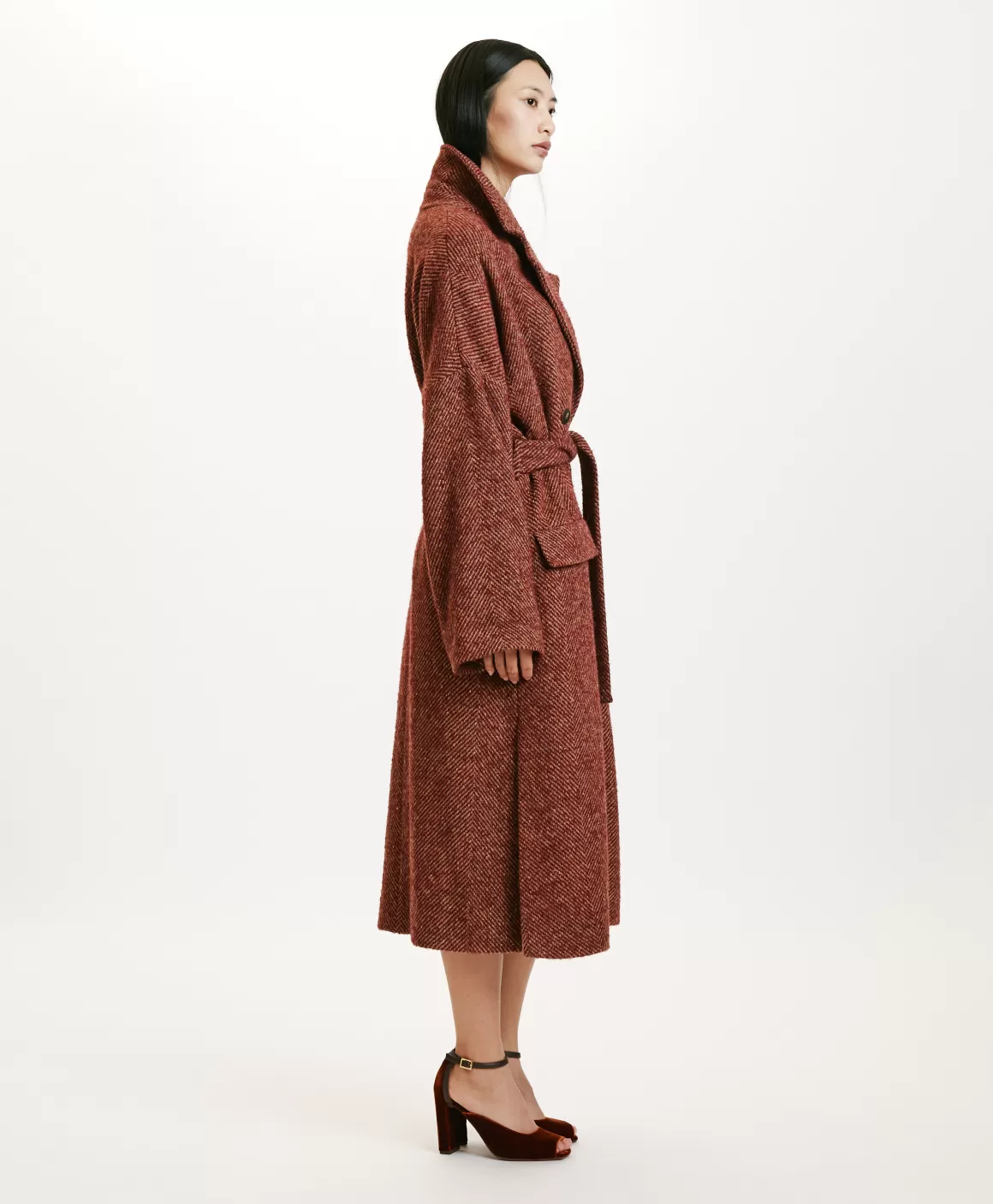 MANTEAU SAYURI EN CHEVRON BICOLORE - BORDEAUX MULTICOLORE*Momoni Outlet