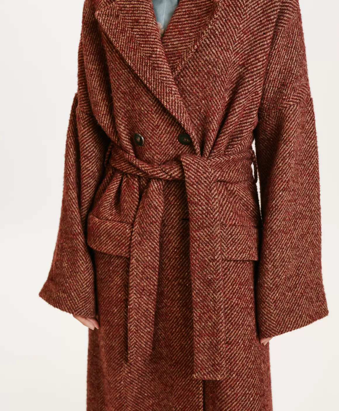 MANTEAU SAYURI EN CHEVRON BICOLORE - BORDEAUX MULTICOLORE*Momoni Outlet