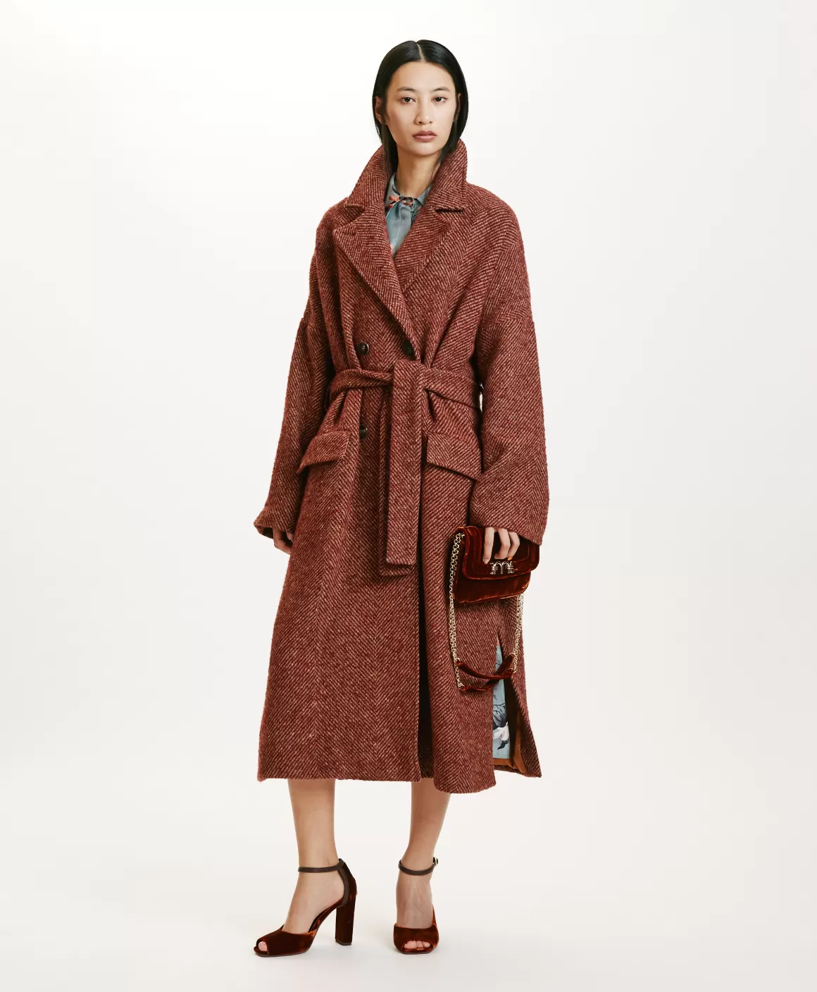 MANTEAU SAYURI EN CHEVRON BICOLORE - BORDEAUX MULTICOLORE*Momoni Outlet