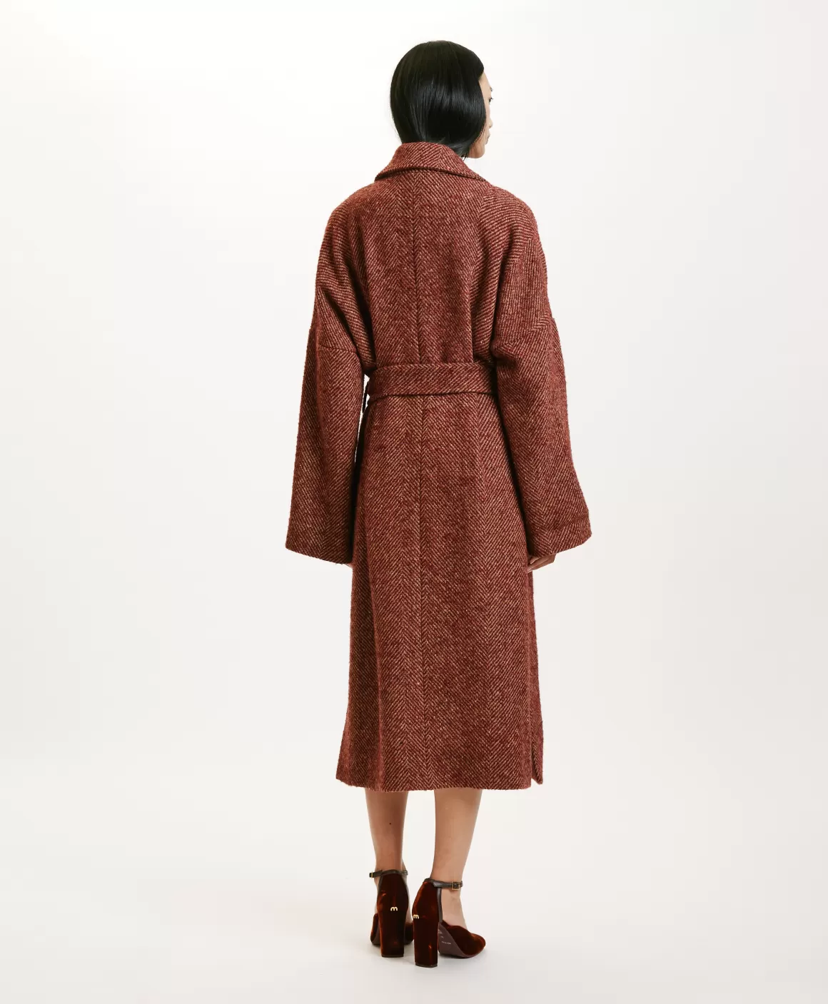 MANTEAU SAYURI EN CHEVRON BICOLORE - BORDEAUX MULTICOLORE*Momoni Outlet