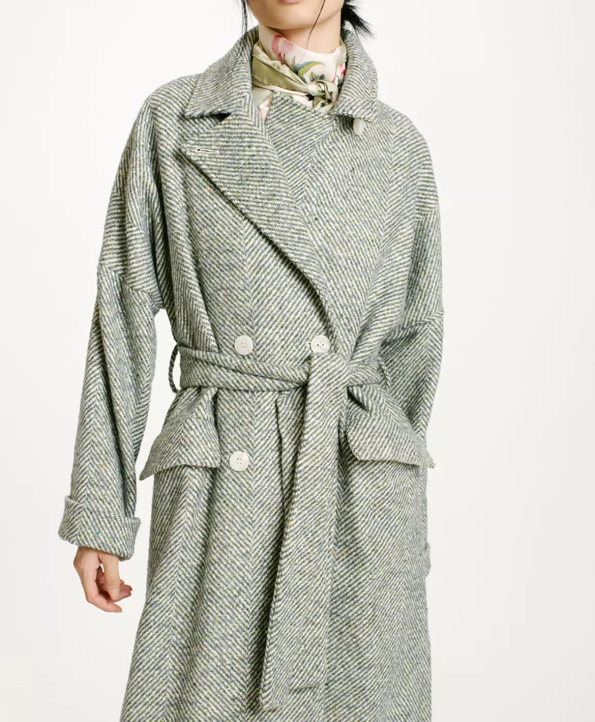 MANTEAU SAYURI EN CHEVRON BICOLORE - CÉRULÉEN MULTICOLORE*Momoni Sale