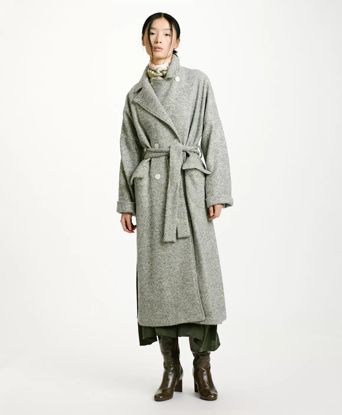 MANTEAU SAYURI EN CHEVRON BICOLORE - CÉRULÉEN MULTICOLORE*Momoni Sale