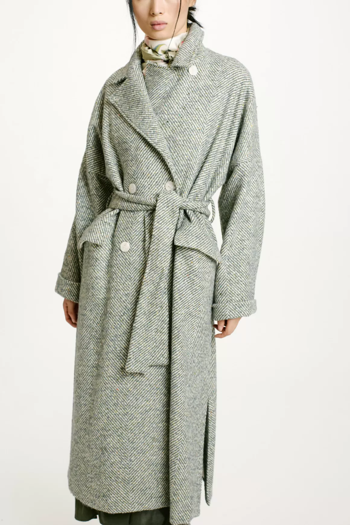 MANTEAU SAYURI EN CHEVRON BICOLORE - CÉRULÉEN MULTICOLORE*Momoni Sale