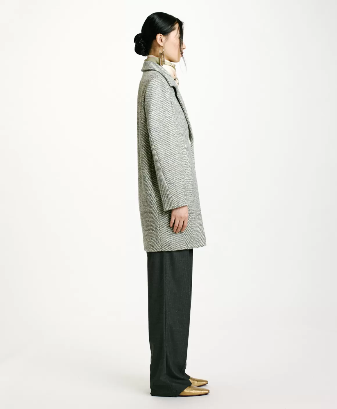 MANTEAU SHIBA EN CHEVRON BICOLORE - CÉRULÉEN MULTICOLORE*Momoni Best
