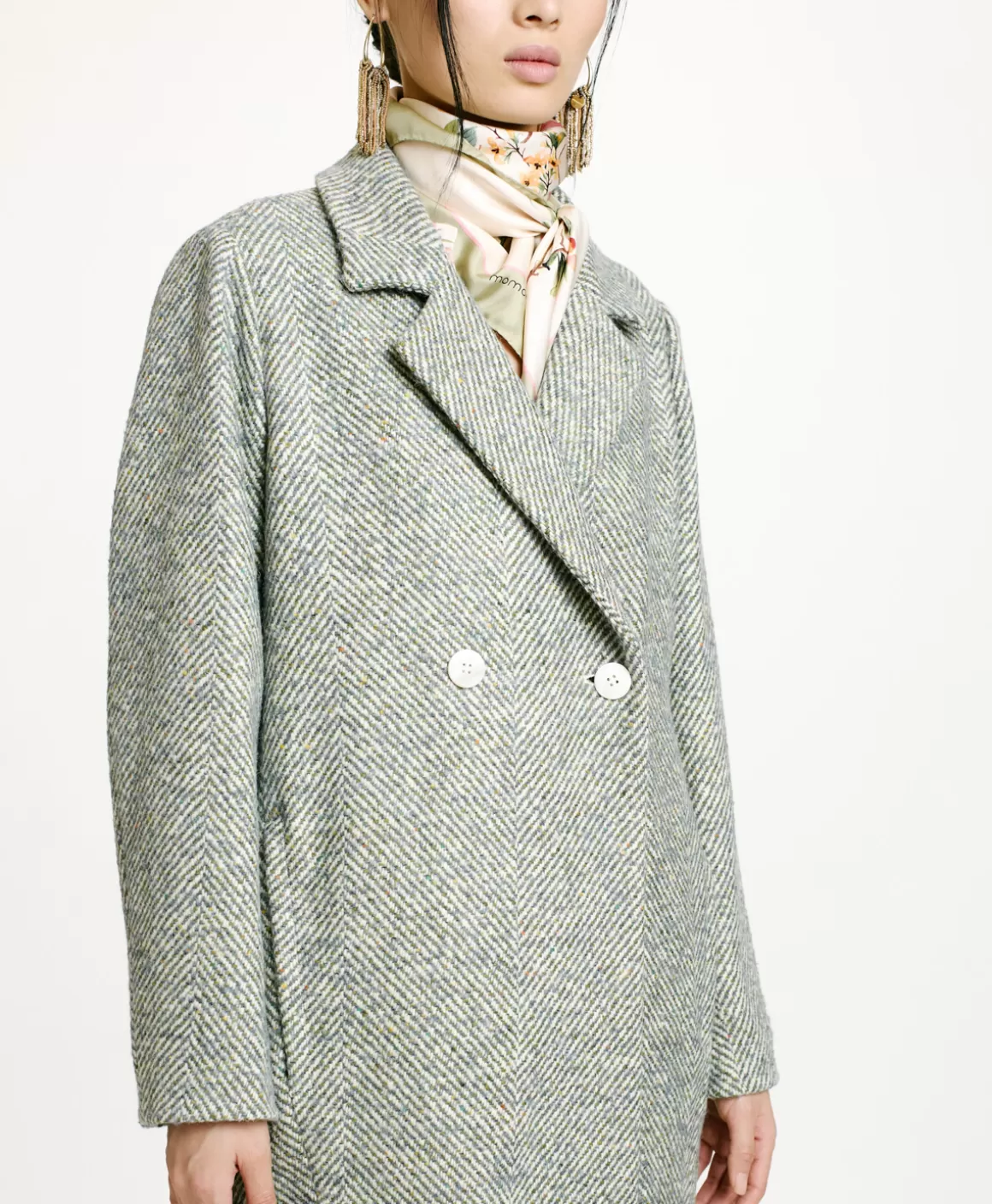 MANTEAU SHIBA EN CHEVRON BICOLORE - CÉRULÉEN MULTICOLORE*Momoni Best