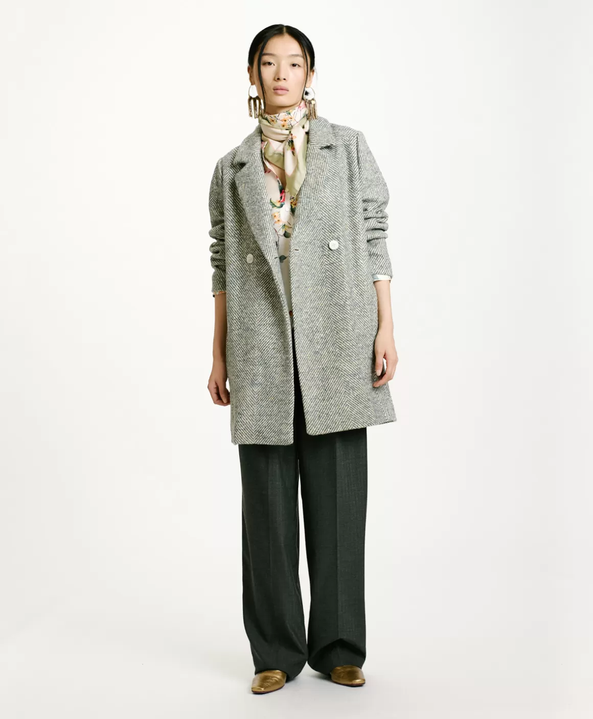MANTEAU SHIBA EN CHEVRON BICOLORE - CÉRULÉEN MULTICOLORE*Momoni Best