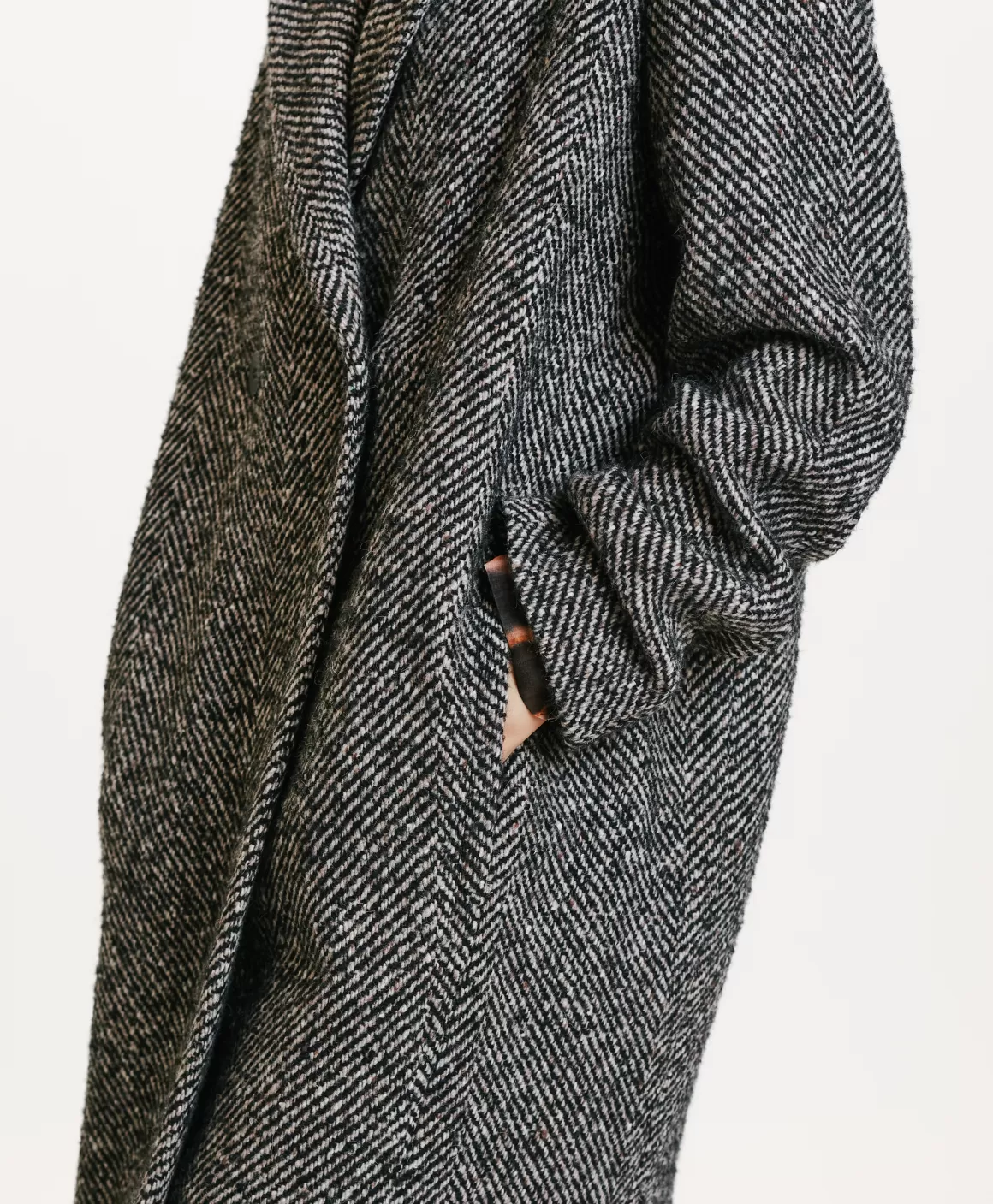 MANTEAU SHIBA EN CHEVRON BICOLORE - NOIR MULTICOLORE*Momoni Outlet