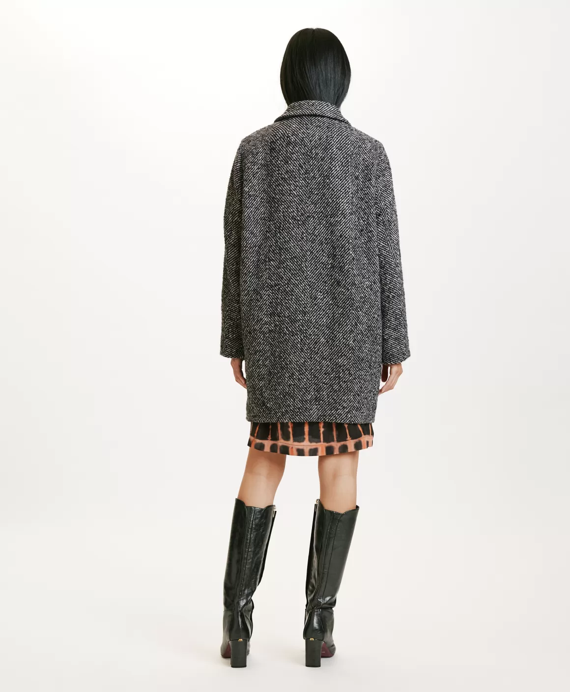 MANTEAU SHIBA EN CHEVRON BICOLORE - NOIR MULTICOLORE*Momoni Outlet