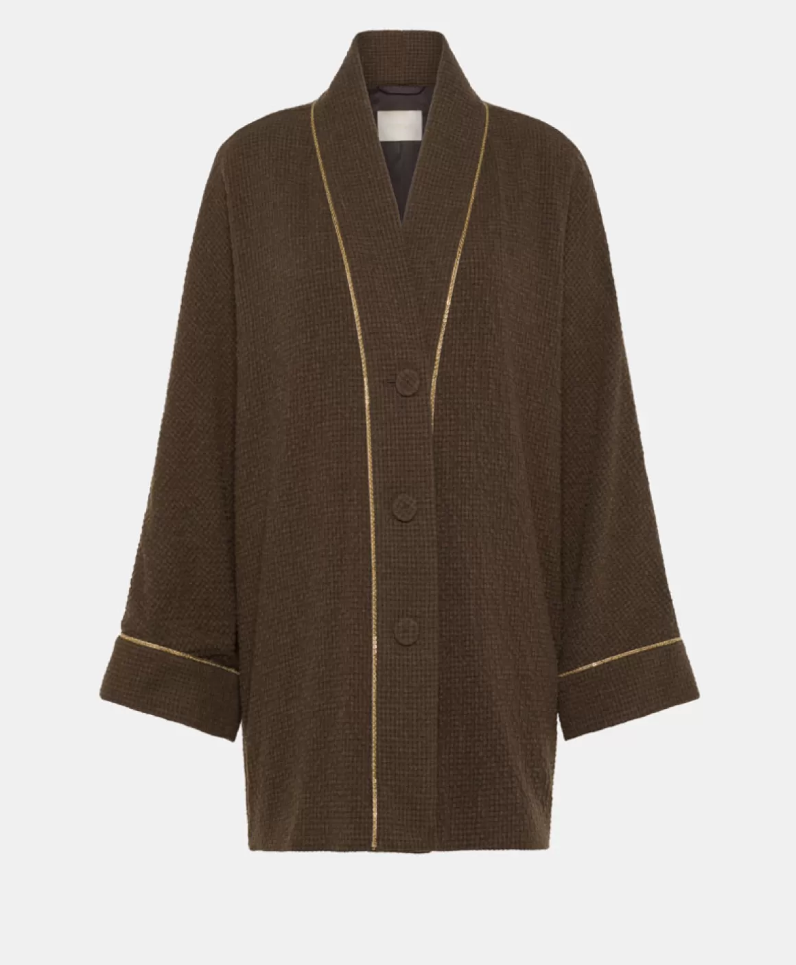 MANTEAU TARA EN PIED-DE-POULE SEERSUCKER - CACAO MULTICOLORE*Momoni Shop
