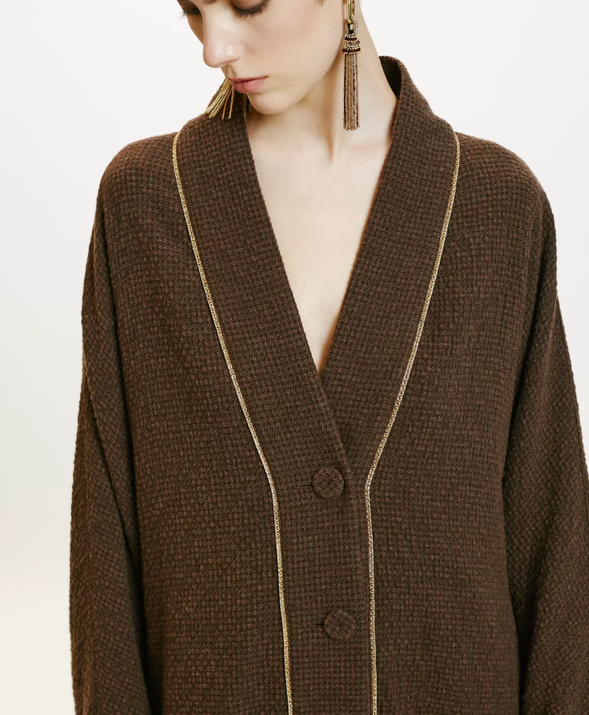 MANTEAU TARA EN PIED-DE-POULE SEERSUCKER - CACAO MULTICOLORE*Momoni Shop