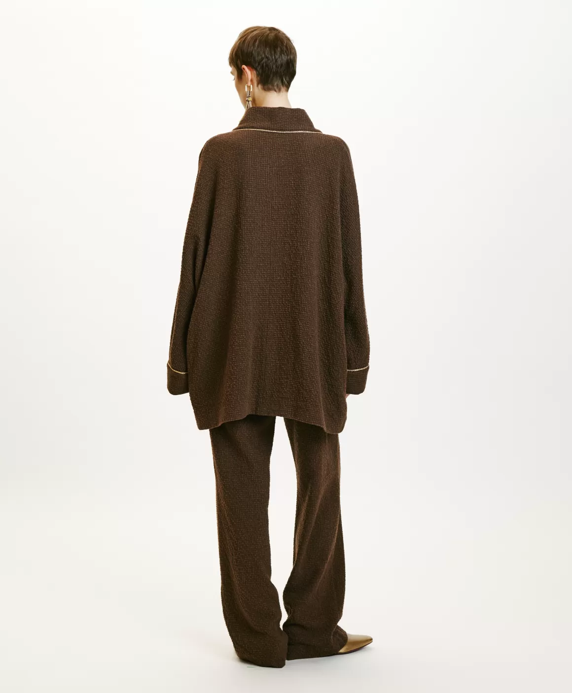 MANTEAU TARA EN PIED-DE-POULE SEERSUCKER - CACAO MULTICOLORE*Momoni Shop