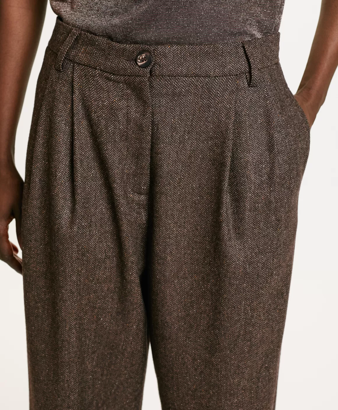 PANTALON ADAM EN CHEVRON MÉLANGE LAINE BICOLORE - *Momoni New