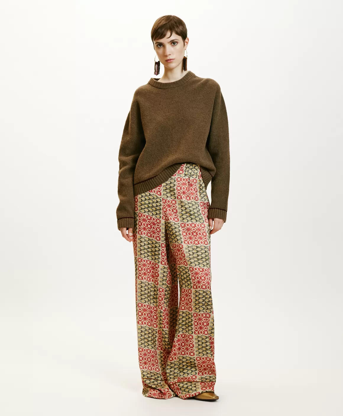 PANTALON DAIKI EN VISCOSE JACQUARD IMPRIMÉE - *Momoni New
