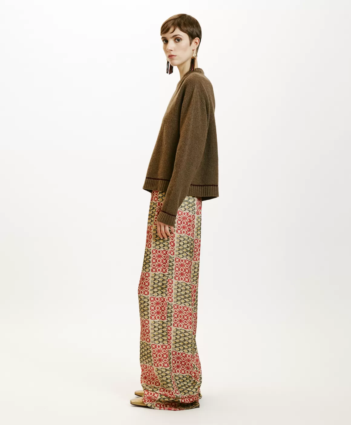 PANTALON DAIKI EN VISCOSE JACQUARD IMPRIMÉE - *Momoni New