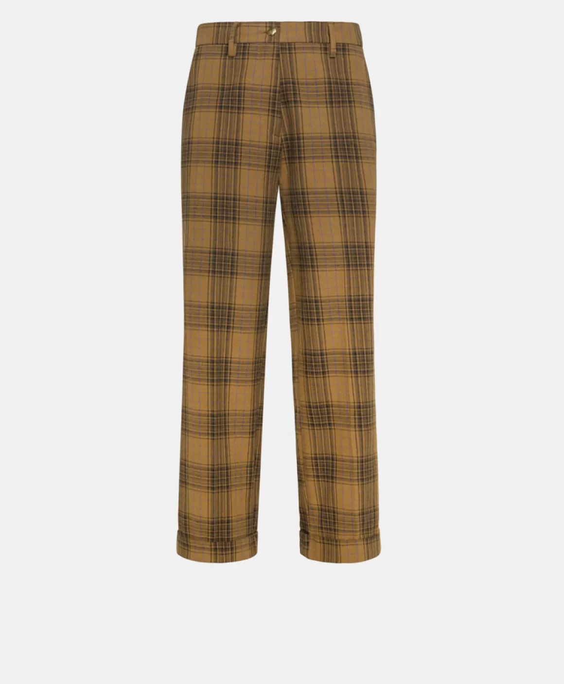 PANTALON DANGO EN TOILE COTON LAINE CARREAUX - MULTICOLORE CACAO*Momoni Best