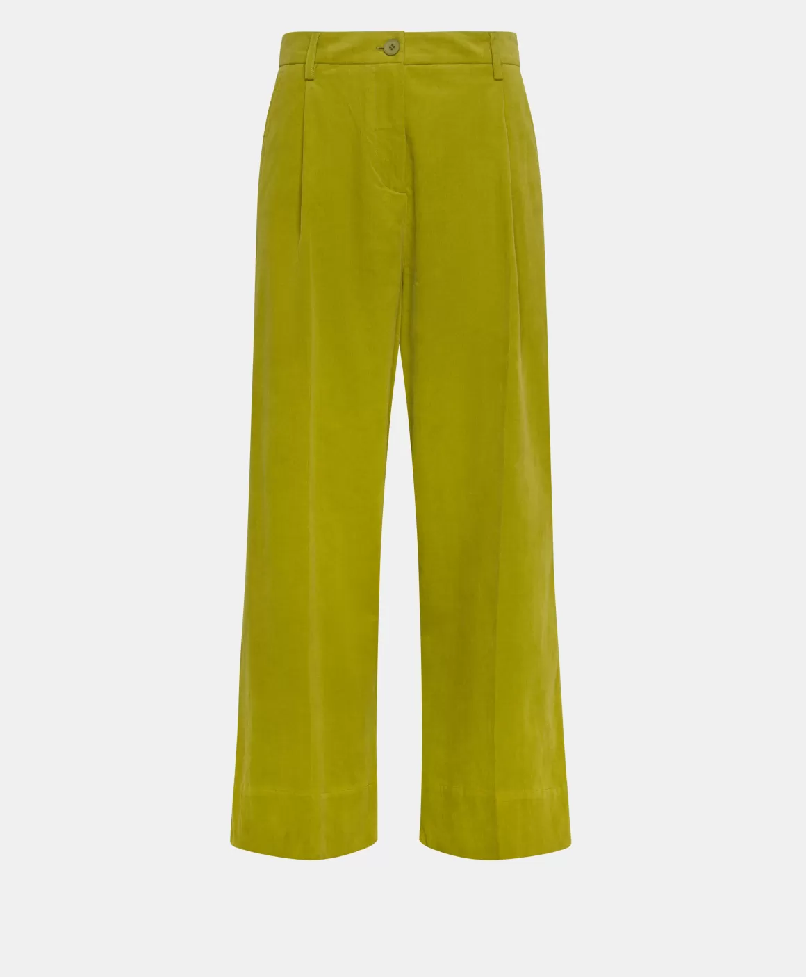 PANTALON GRECALE BIS EN VELOURS MILLERAIE STRETCH - VERT MATCHA*Momoni Fashion