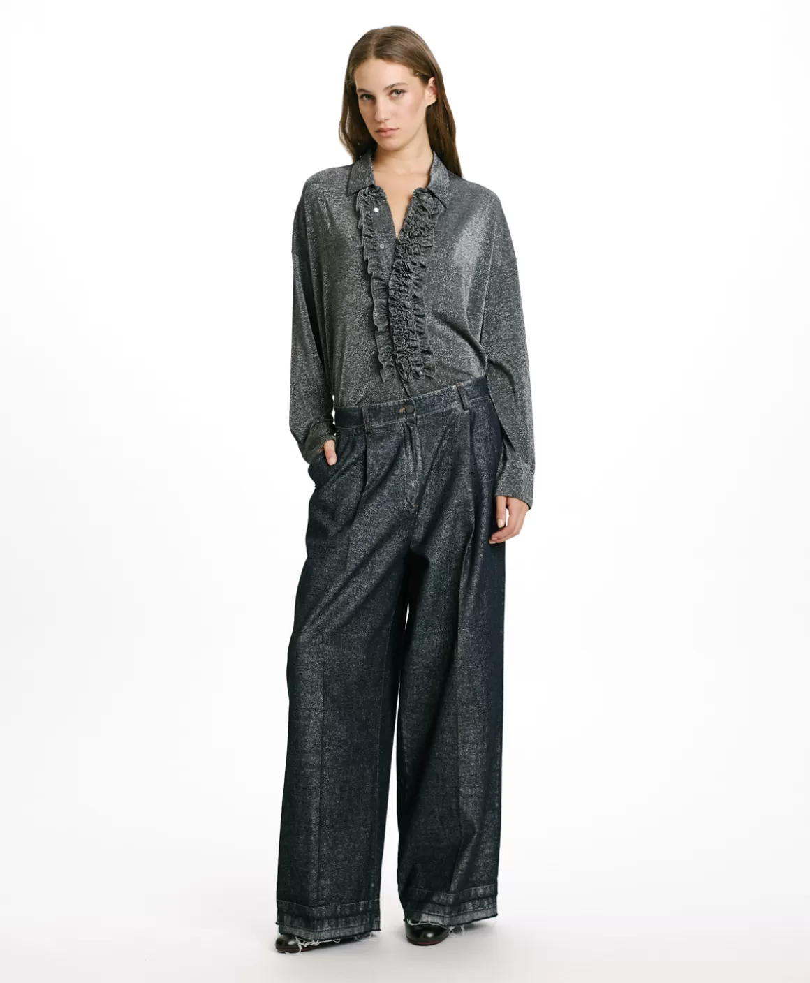 PANTALON KYOTO EN DENIM LAMINÉ - *Momoni Store