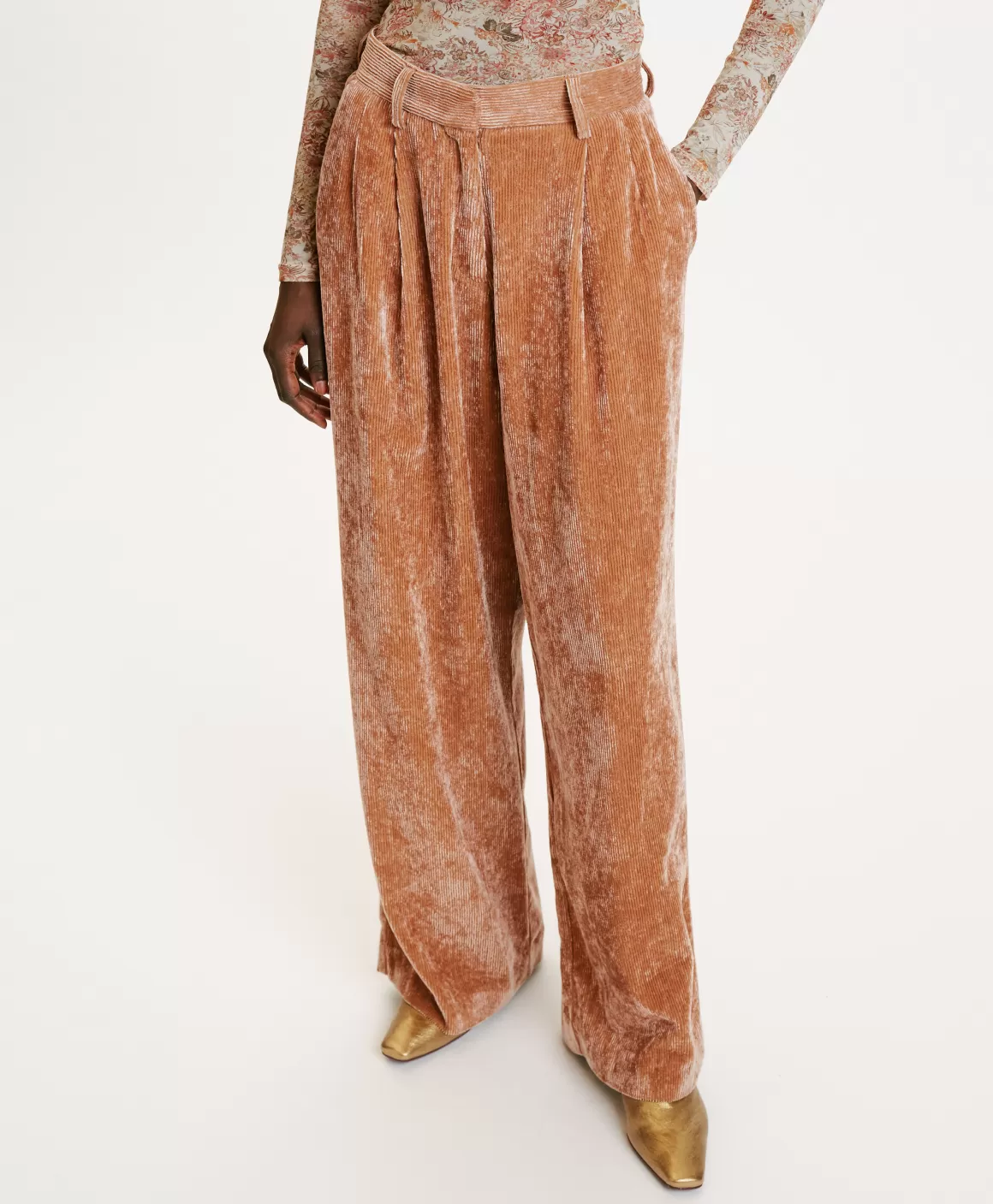 PANTALON KYOTO EN VELOURS STRETCH BICOLORE - *Momoni Clearance