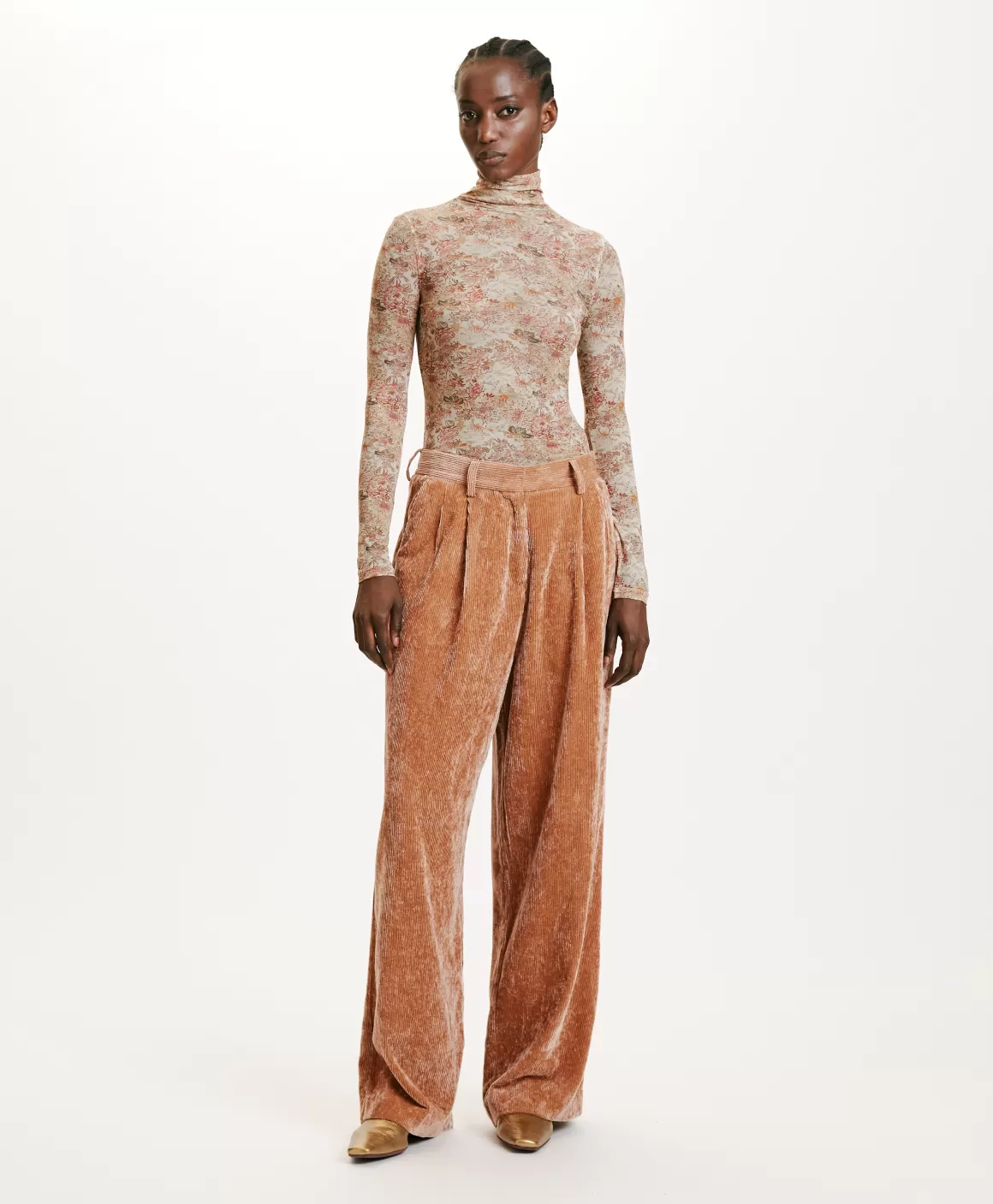 PANTALON KYOTO EN VELOURS STRETCH BICOLORE - *Momoni Clearance