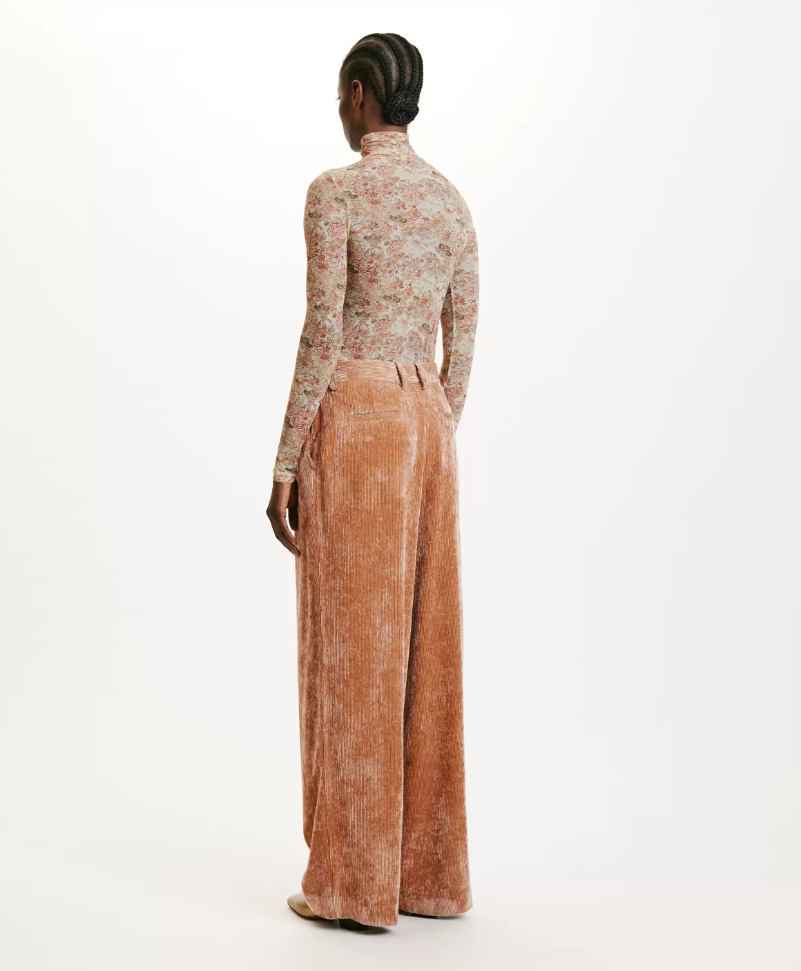 PANTALON KYOTO EN VELOURS STRETCH BICOLORE - *Momoni Clearance