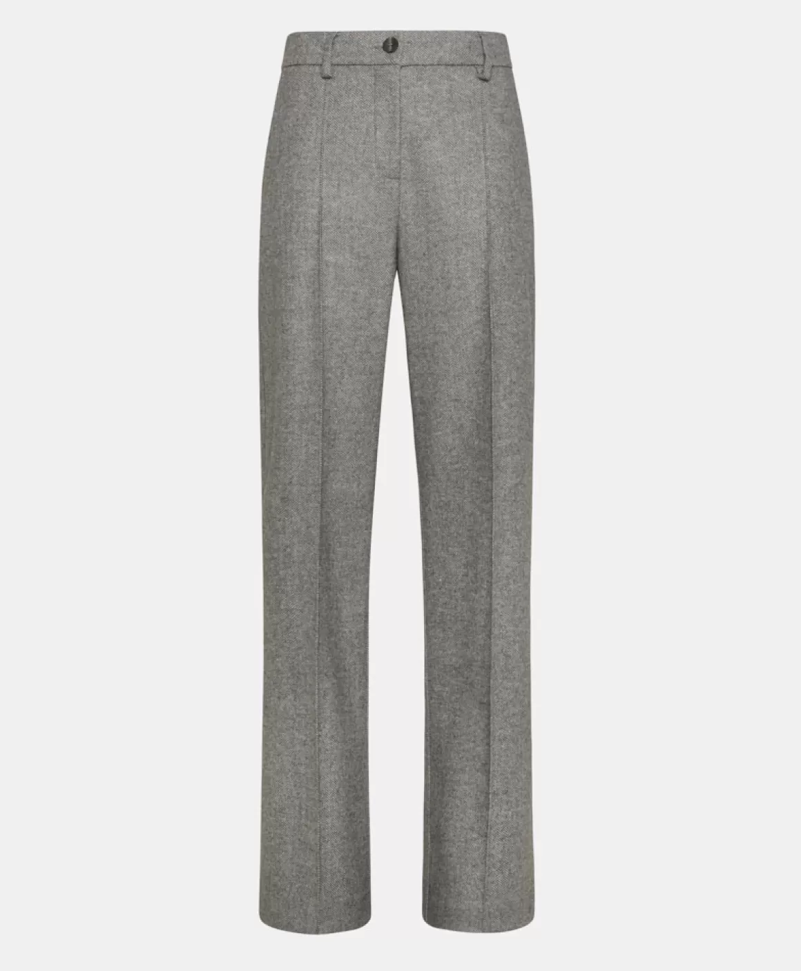 PANTALON MAKIMONO EN CHEVRON MÉLANGE LAINE BICOLORE - CRÈME/GRIS*Momoni Flash Sale