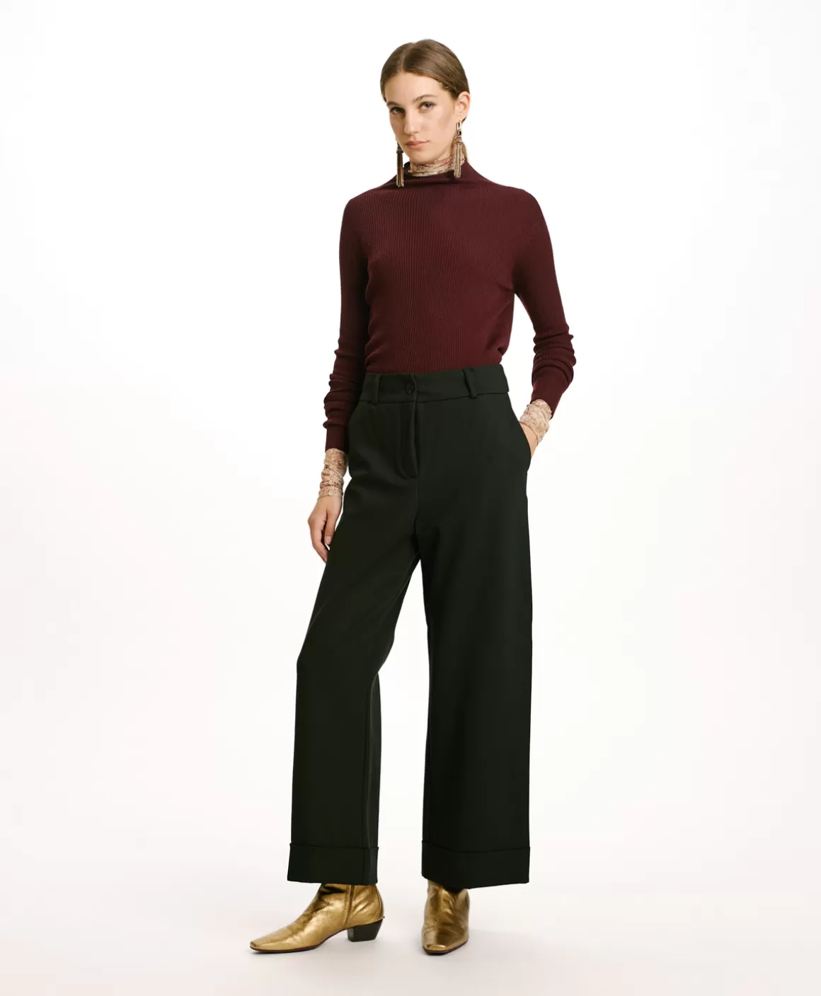 PANTALON MOKAITE AU POINT MILAN - FORÊT*Momoni Hot