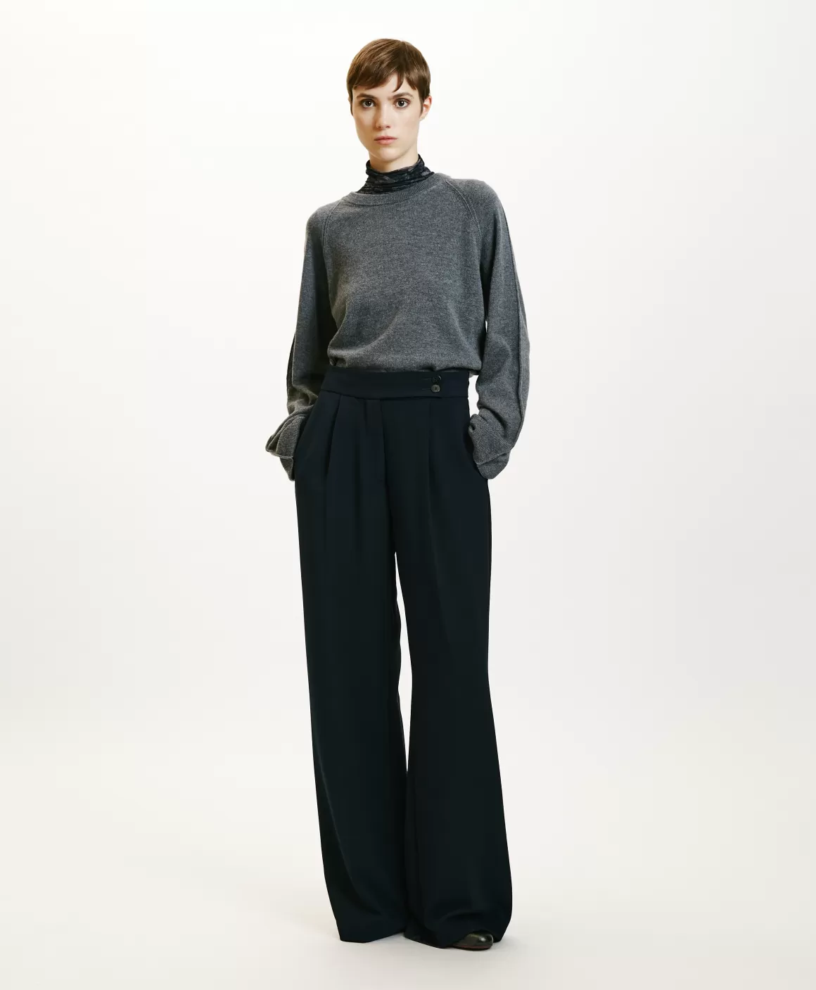 PANTALON NOZOMI EN CADY STRETCH - BLEU NUIT*Momoni Best