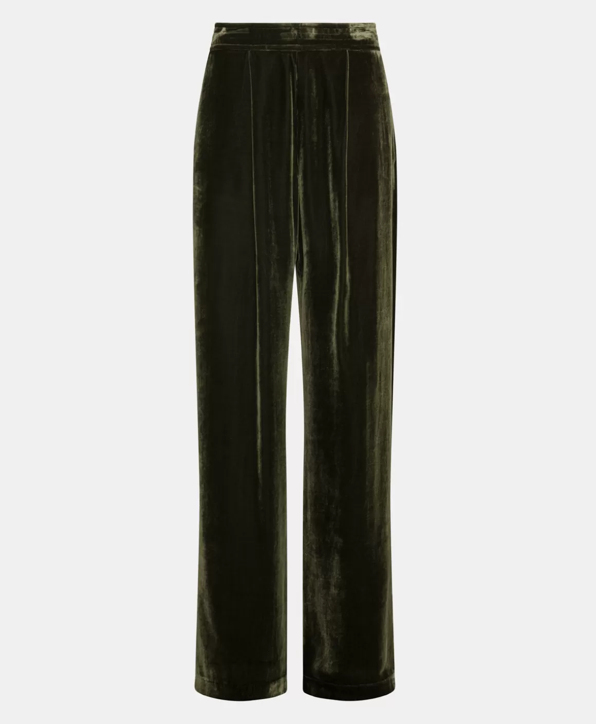 PANTALON PASCAL EN VELOURS MÉLANGE DE SOIE LISSE - VERT MATCHA*Momoni Discount
