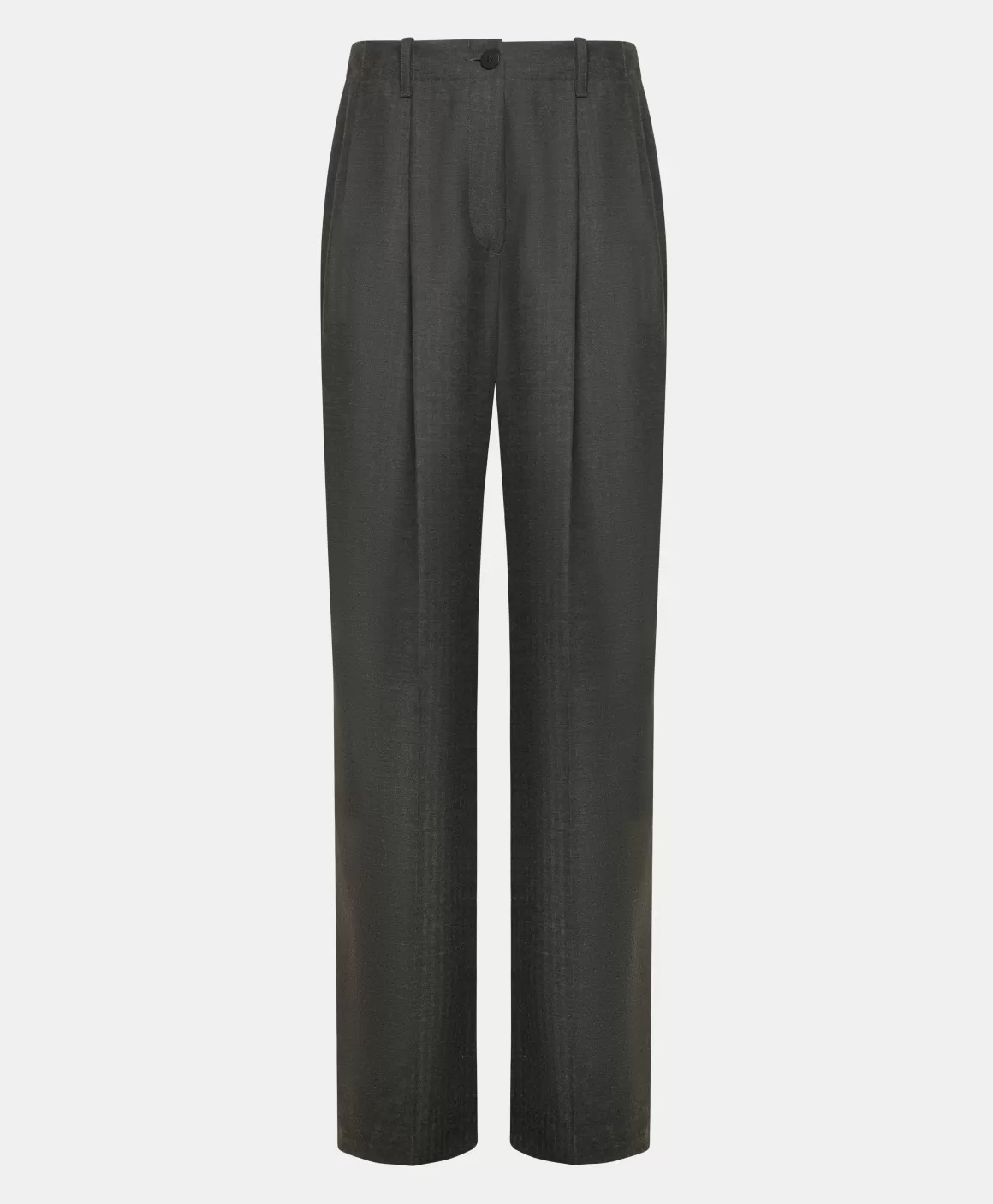 PANTALON SORAI EN CHEVRON VISCOSE LAINE STRETCH - GRIS CHARBON*Momoni Best