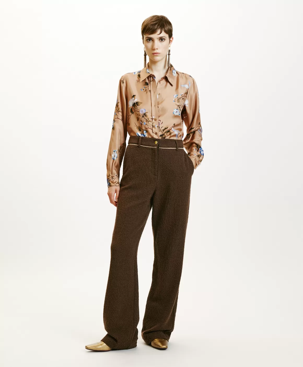 PANTALON UKIYO EN PIED-DE-POULE SEERSUCKER - CACAO MULTICOLORE*Momoni Cheap
