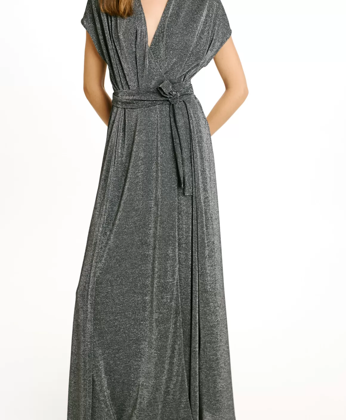 ROBE COTONARIA EN JERSEY LUREX - GRIS FONCÉ*Momoni Clearance